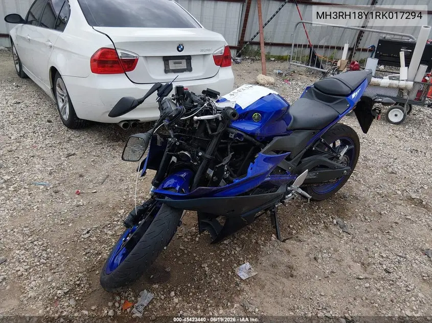 2024 Yamaha Yzfr3 A VIN: MH3RH18Y1RK017294 Lot: 45423440