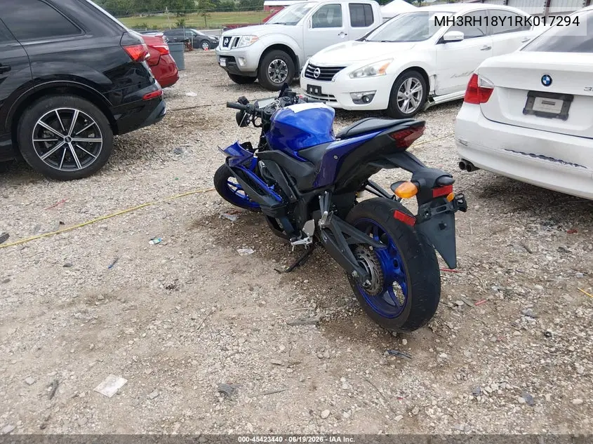 2024 Yamaha Yzfr3 A VIN: MH3RH18Y1RK017294 Lot: 45423440