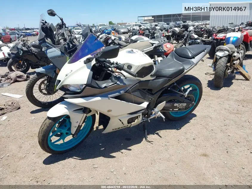 2024 Yamaha Yzfr3 A VIN: MH3RH18Y0RK014967 Lot: 45443759