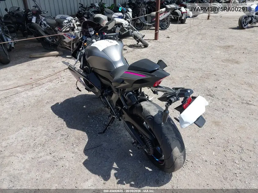 2024 Yamaha Yzfr7 VIN: JYARM38Y5RA002918 Lot: 45458620