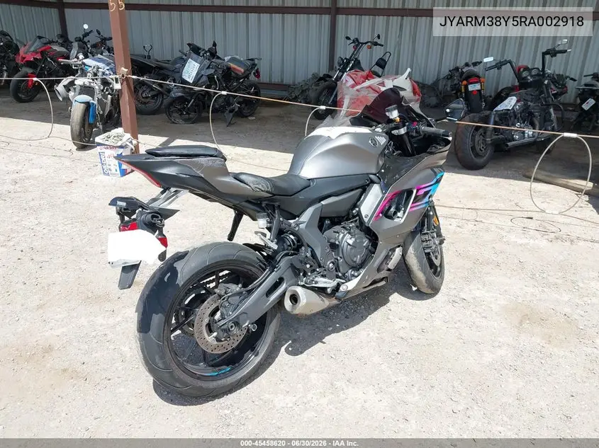 2024 Yamaha Yzfr7 VIN: JYARM38Y5RA002918 Lot: 45458620