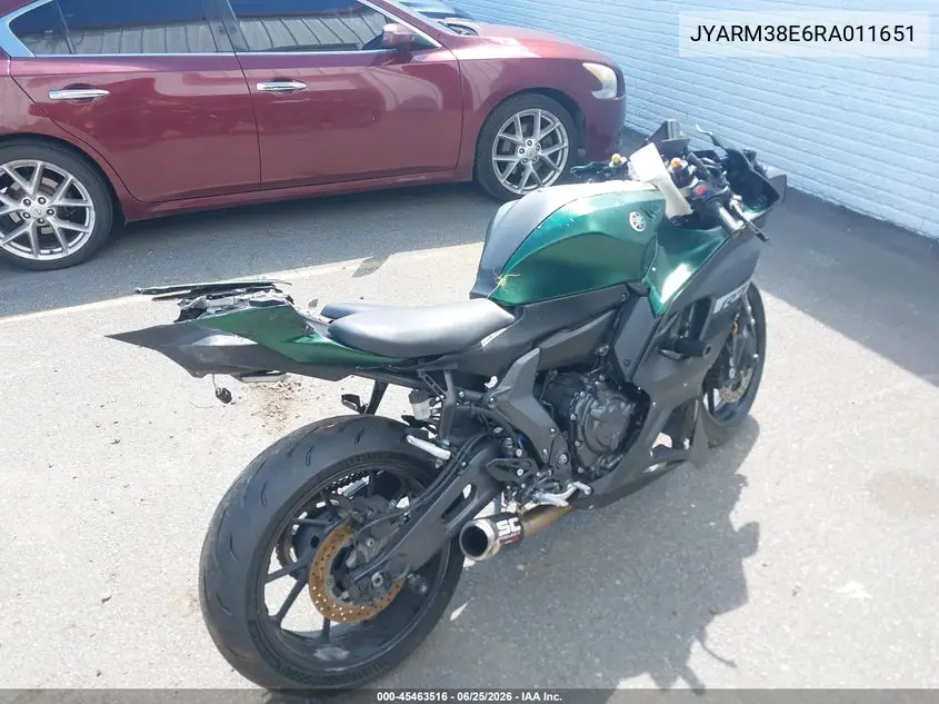 2024 Yamaha Yzfr7 VIN: JYARM38E6RA011651 Lot: 45463516