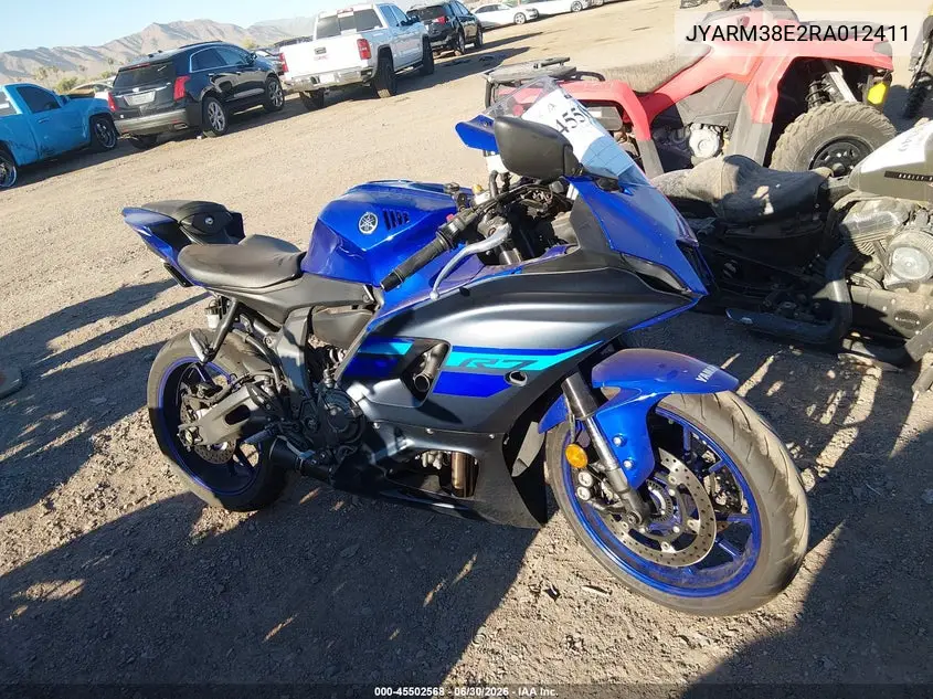 2024 Yamaha Yzfr7 VIN: JYARM38E2RA012411 Lot: 45502568
