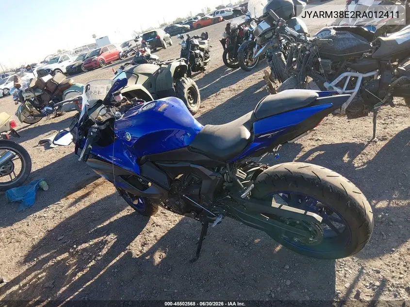 2024 Yamaha Yzfr7 VIN: JYARM38E2RA012411 Lot: 45502568