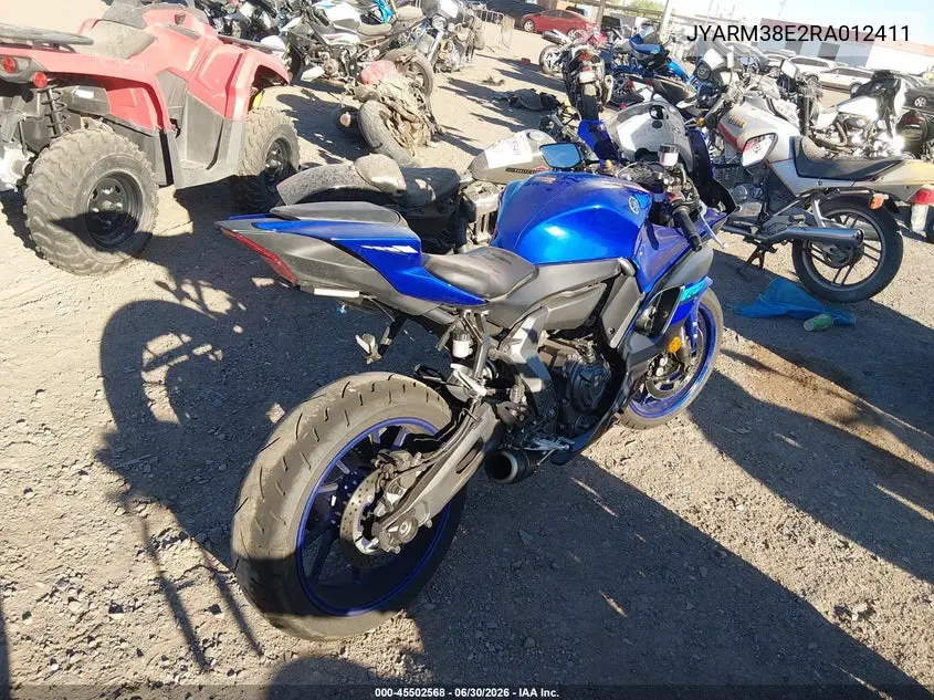 2024 Yamaha Yzfr7 VIN: JYARM38E2RA012411 Lot: 45502568