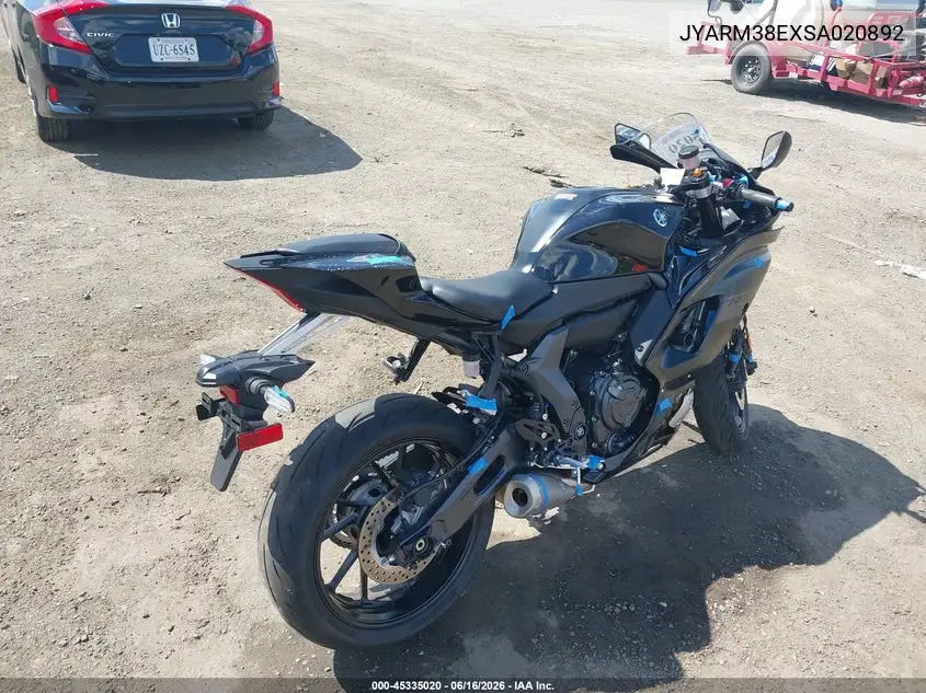 2025 Yamaha Yzfr7 VIN: JYARM38EXSA020892 Lot: 45335020