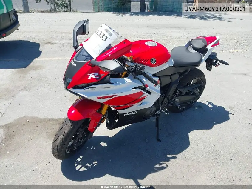 2026 Yamaha Yzfr7 VIN: JYARM60Y3TA000301 Lot: 45111333