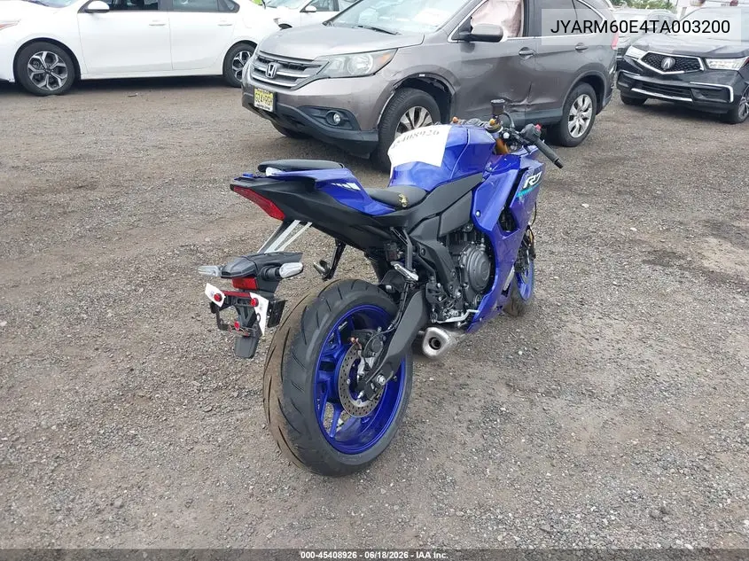 2026 Yamaha Yzfr7 VIN: JYARM60E4TA003200 Lot: 45408926